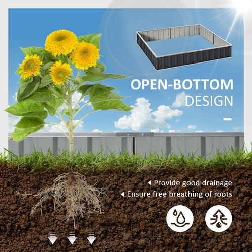 Outsunny 2.6m x 0.9m Black Metal Raised Garden Growing Vegetables Planter - Picture 2 of 7