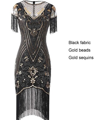 Deluxe Ladies 20s 1920s Roaring Flapper Costume Sequin Gatsby 20's Fancy Dress