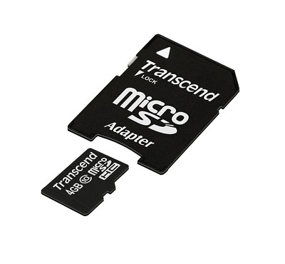 Transcend 4GB microSDXC/SDHC Class 10 (Premium) with Adapter, TS4GUSDHC10