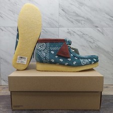 Clarks Originals Wallabee Leather Shoes Green Paisley 68743 Women's Size 6