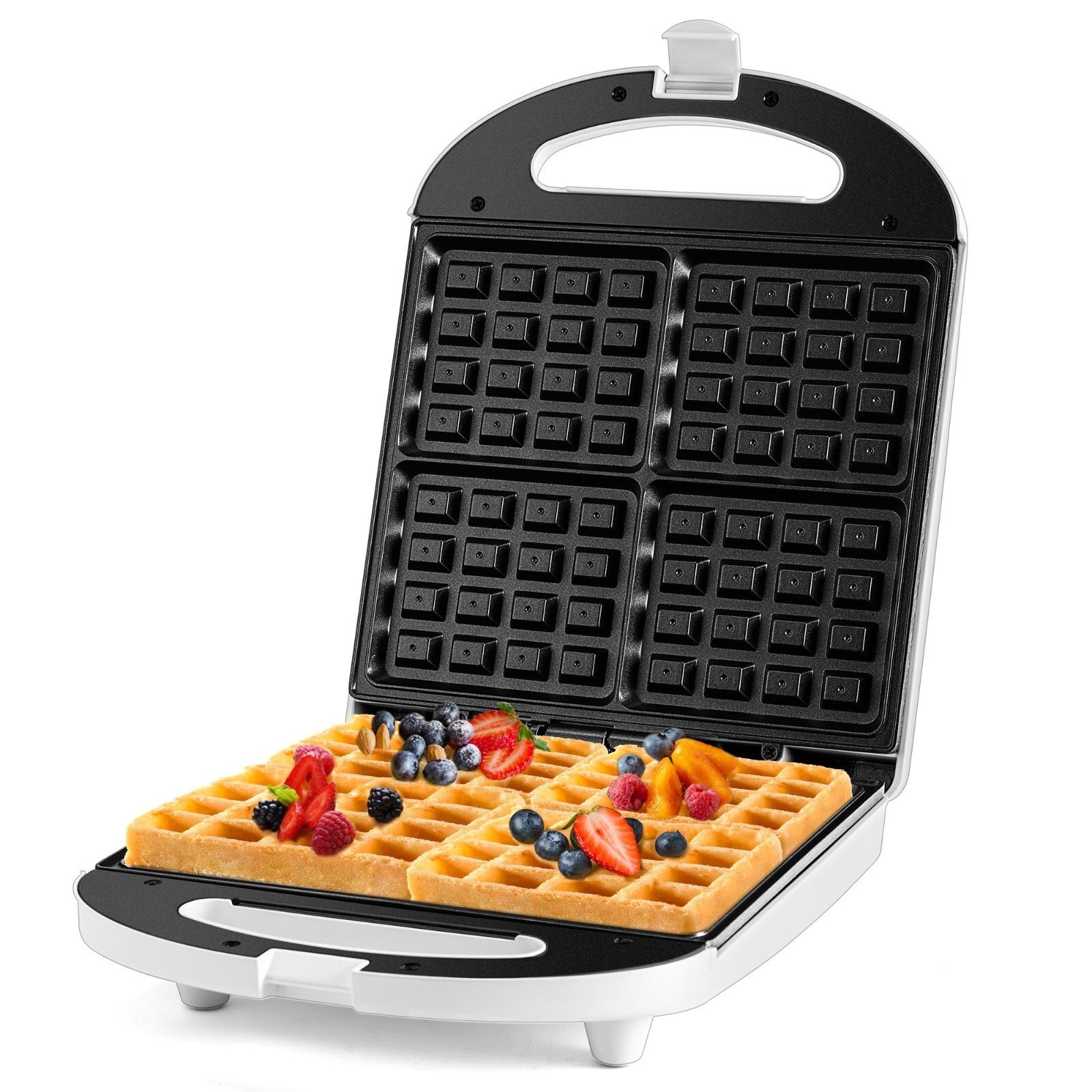 Waffle Maker Non-Stick, 4-Slice Belgian Waffle Sandwich Maker, Indicator Lights-image