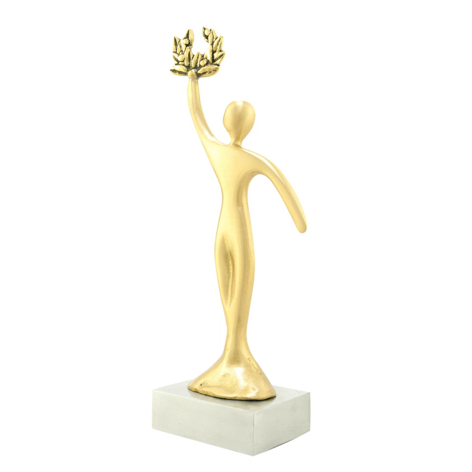 Escultura de mesa "Campeón", hecha a mano de latón macizo sobre base de aluminio, 20 cm Foto 2 de 3