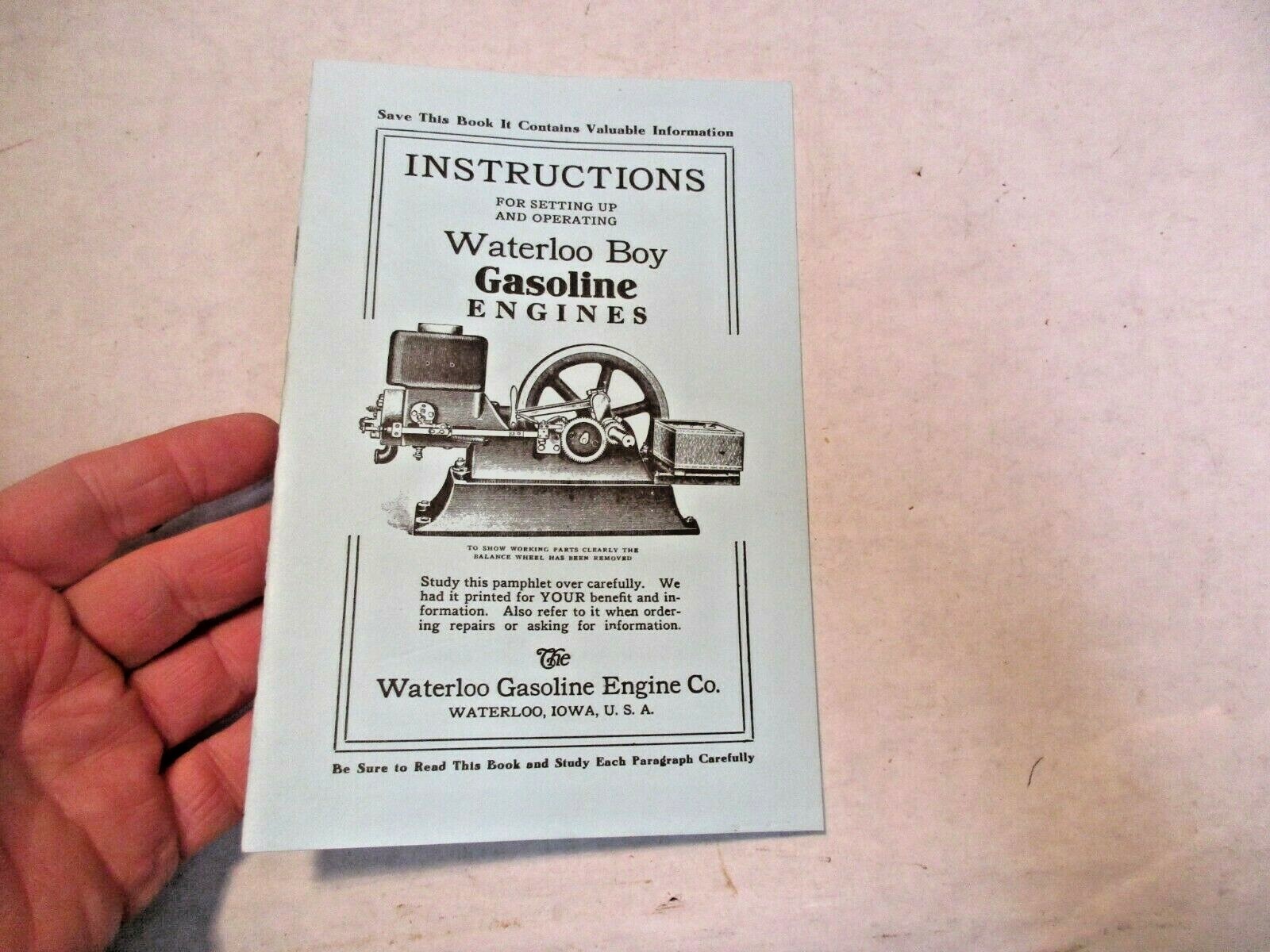 reprint Waterloo Engine Co. Waterloo Boy Gasoline Engines Instructions