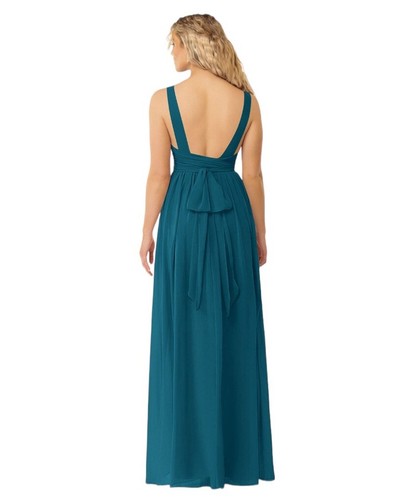 AZAZIE Kora Deep Teal A-Line Chiffon Floor Length Bridesmaid Formal Dress - 第 3/7 張圖片