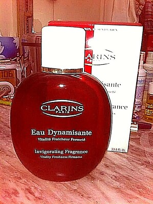 COLLECTOR: Clarins Dynamizing Water - Large Empty Bottle 1 Liter Red Glass.