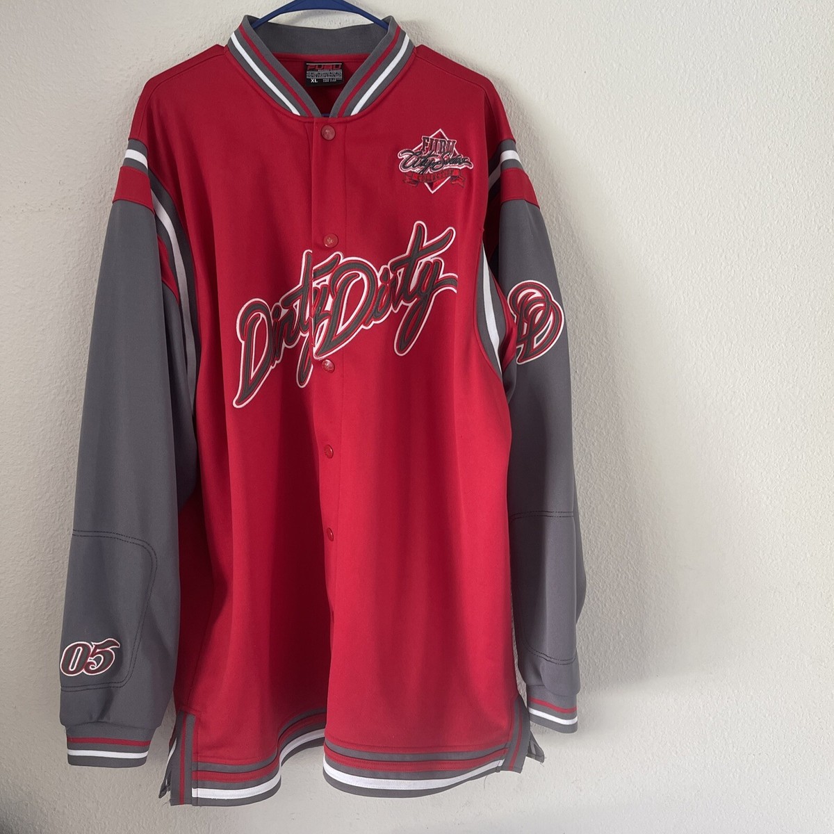 FUBU DIRTY SOUTH フーディ 05 ブラック. vintage y2k DIRTY SOUTH red Fubu jersey. FUBU 05 | Depop