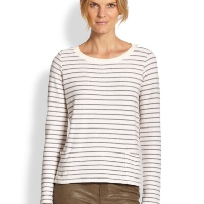 Splendid Women's S Lexington Striped Pullover Shirt Top Exposed Back Zipper 5457