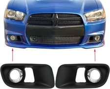 PAIR Fog Light Lamp Chrome Bezel Cover Grilles For Dodge Charger SRT-8 2012-2014