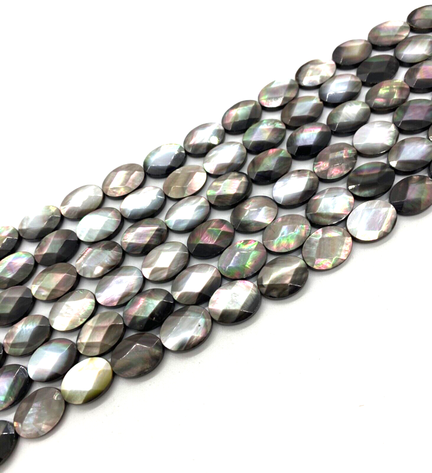 Natural Black Lip Sea Shell Faceted Oval 16x12mm 16in. Strand | eBay