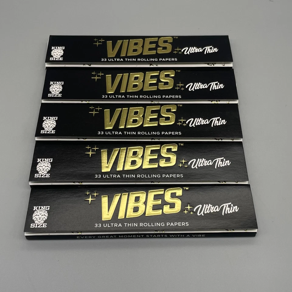 5 Packs Vibes Ultra Thin King Size Slim Rolling Papers