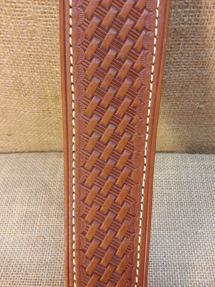Eslinga para rifle de cuero estampado tejido de canasta "Diseño Cobra" del tío Mike Foto 4 de 4