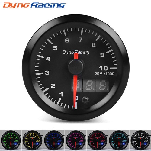 2" 52mm Digital + Pointer 7 Color LED Car Tachometer Tacho Gauge Meter 0-10 RPM - Picture 1 of 10