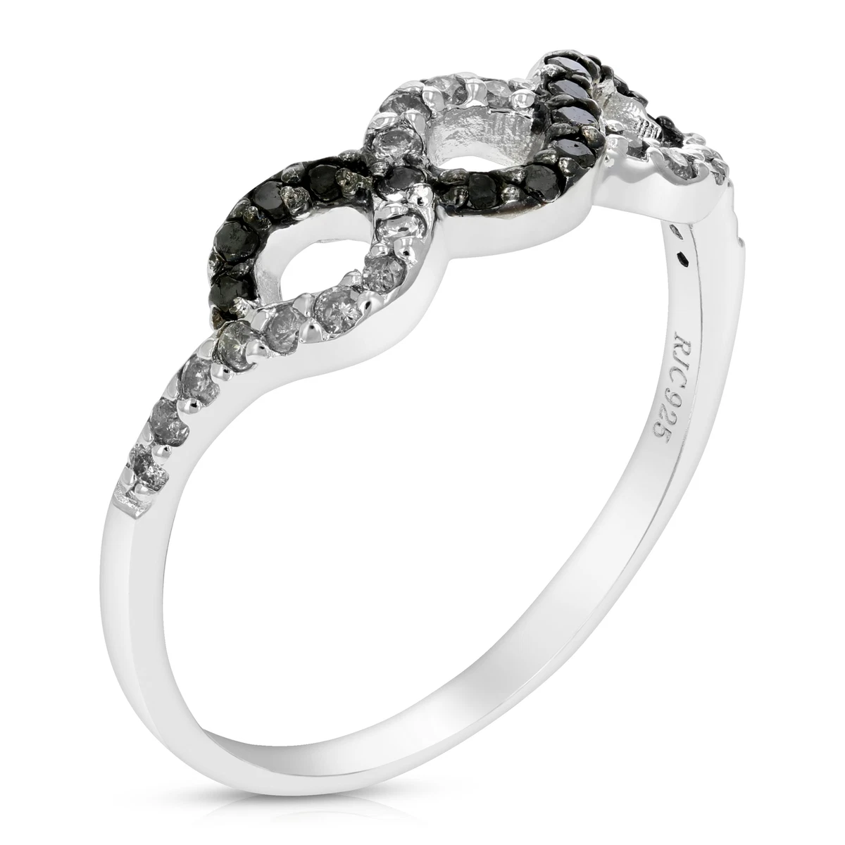 Sterling silver black best sale and white diamond ring