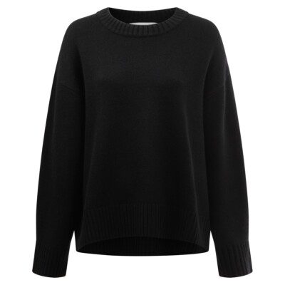 Pullover schwarz Rundkragen modisch Damen Casual Strick 8pm leger