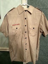 Boy Scout BSA UNIFORM SHIRT Men  s Medium Short Sleeve Tan A46