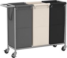 Laundry Basket,3 X 18.5 Gal Laundry Separator Hamper with Heavy Duty Rolling Whe