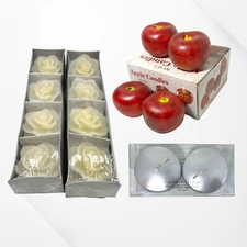 Candle Lot Apples Roses & Floating Candles Bundle 14 Total Unused Open Boxes