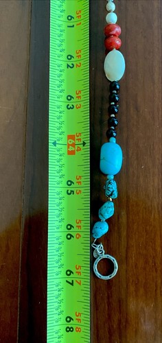 PEYOTE VOGEL 925 Silber Halbedelstein lange Perlenkette 67" Strang 160g - Bild 14 von 14