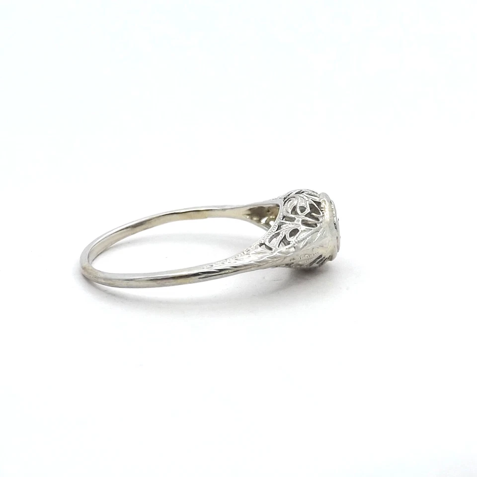 Art Deco 14k White Gold Engagement Ring Setting Mounting - Image 3 of 4