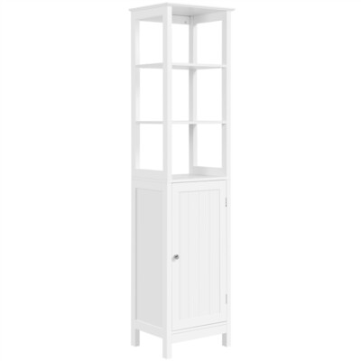 Badezimmerschrank Hochschrank Standregal Badschrank mit 3 Regal & 1 Schrank Wei?