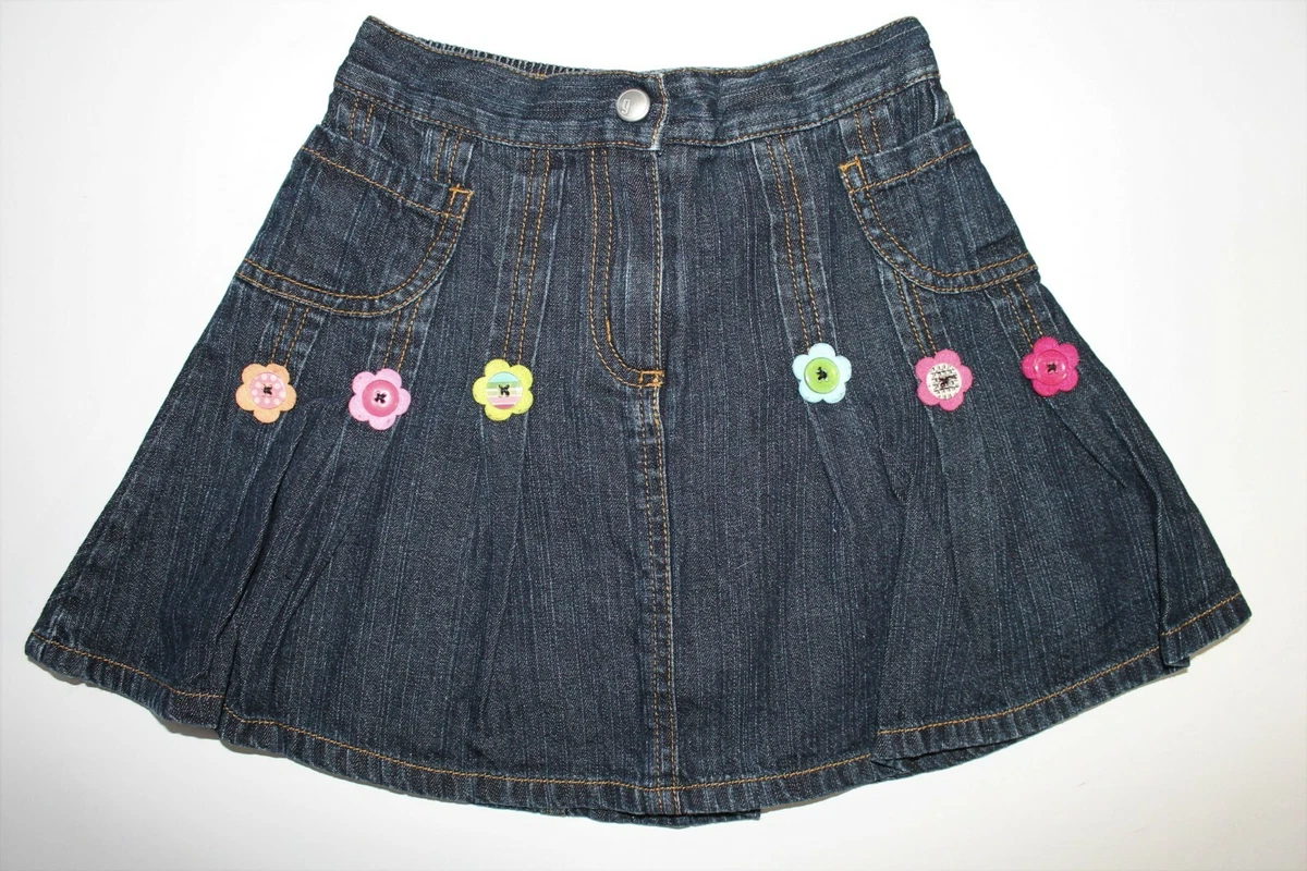 Jupe-short Gymboree Denim Délavé - Taille 7, Boutons étoiles Roses, Lot G7