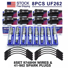 8 Set Round Ignition Coil Spark Plug Pack For Chevy Silverado GMC 4.8 5.3 6.0L