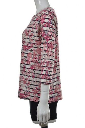 Talbots Womens Top Size X Plus Pink Ivory Floral Knit Shirt 3/4 Sleeve Casual - Picture 3 of 4