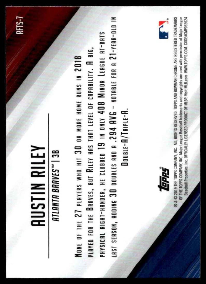 2019 Bowman Ready for the Show Austin Riley Atlanta Braves #RFTS-7 - Image 2 of 2