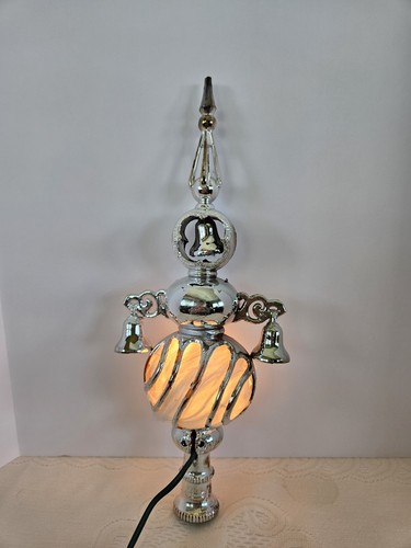 Vintage Bradford Carillon Silver Spire Angel Hair Christmas Tree Topper 60s MCM
