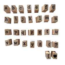 Wooden Lowercase Alphabet Rubber Stamp Set