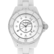 CHANEL J12 White Ceramic 12P Diamond H1628 second hand Women