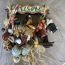 Rustic Scarecrow Fall Autumn Harvest Welcome Sign Wall/Door Hanging Decor