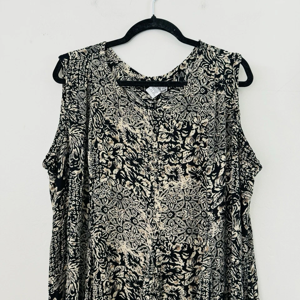 Vestido Sheri Martin New York Negro Y Dorado Sin Mangas Patrón Floral Para Mujer’s 2X Foto 2 de 4