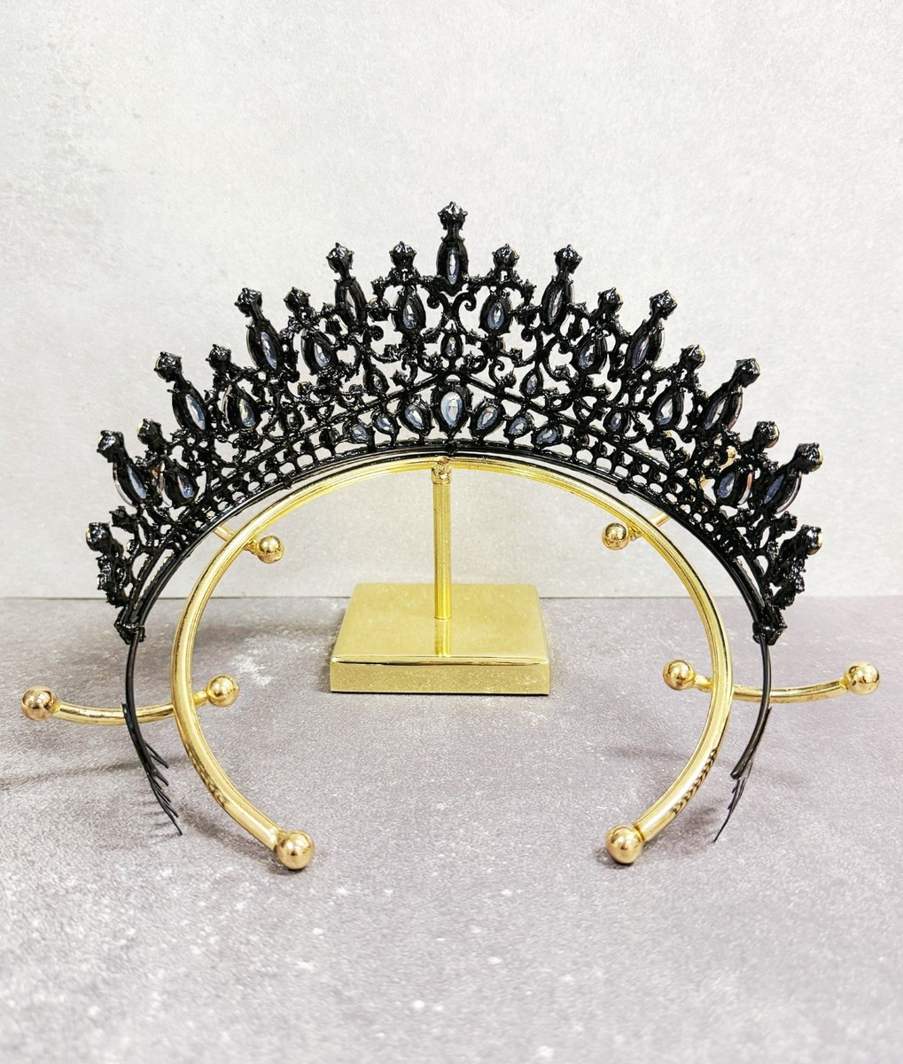 Red Crystal Tiara, Black comb tiara, vintage crystal crown, Prom hair jewelry Wedding Tiara Crystal Crown: Vintage Style Diadem... From  main image 4