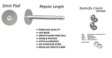 Earstuds:100 x 3mm USA Studs - Butterfly Clutch