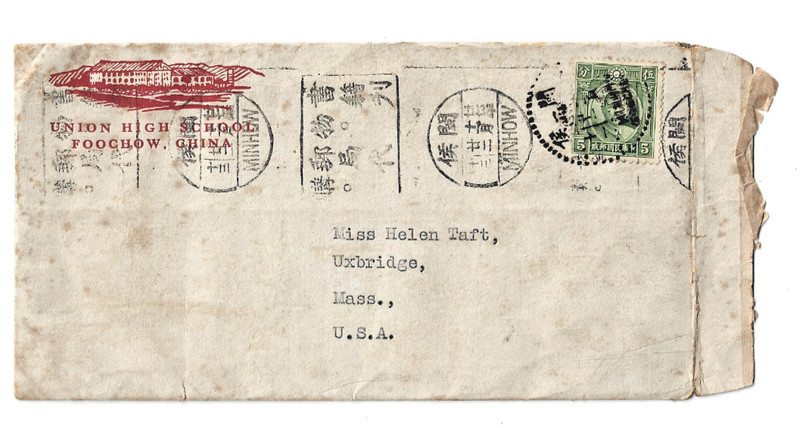 Letter to President Taft wife Miss Helen Taft from China