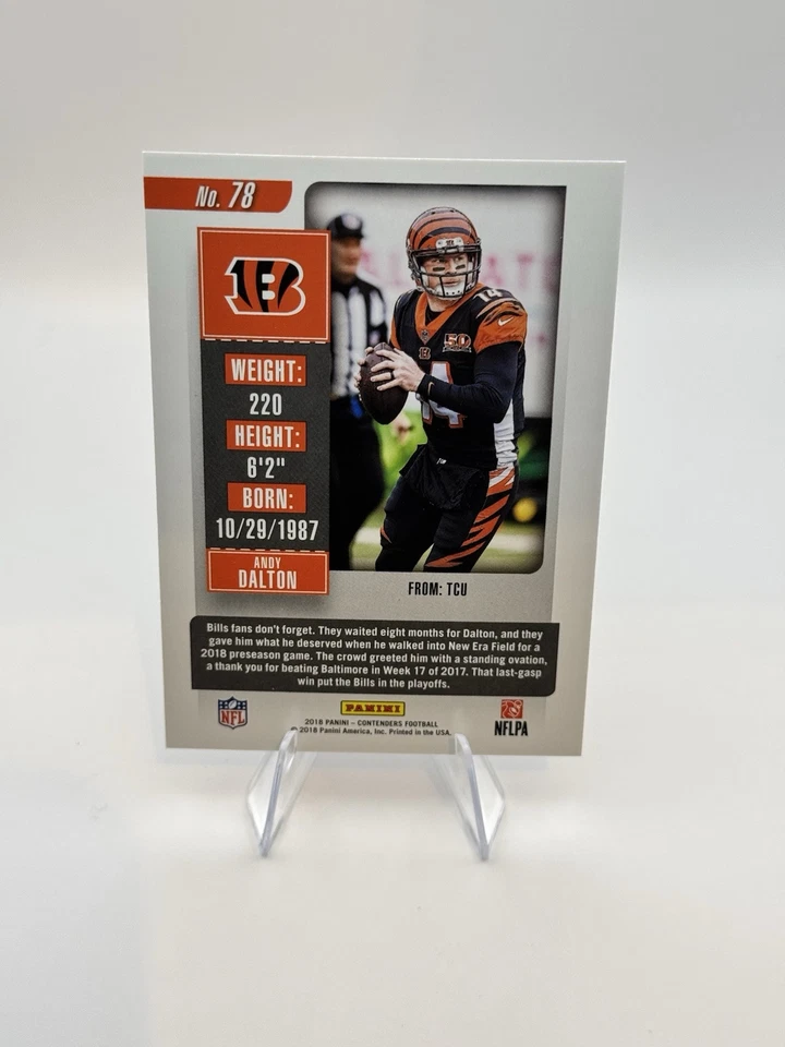 2018 Panini Contenders Season Ticket #78 Andy Dalton Cracked Ice 02/24 - Image 2 of 4