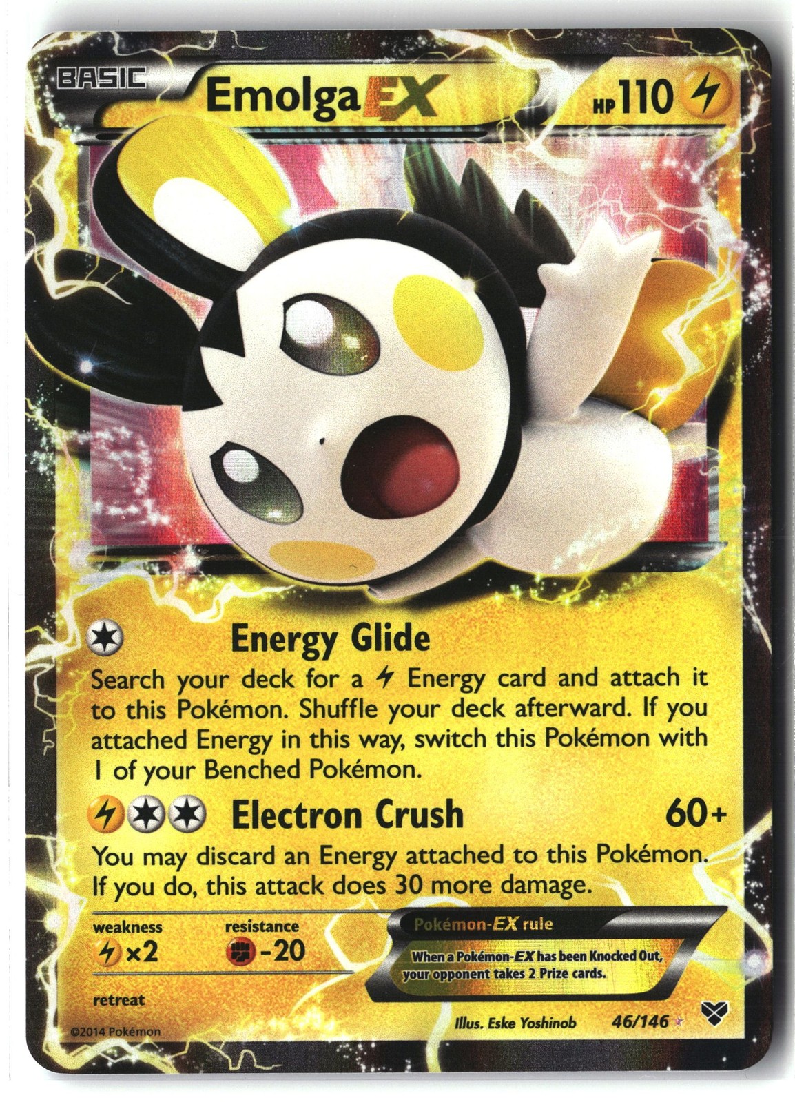 Emolga EX ⭐️ 46/146 Holo Rare EX XY 2014 Pokemon NM