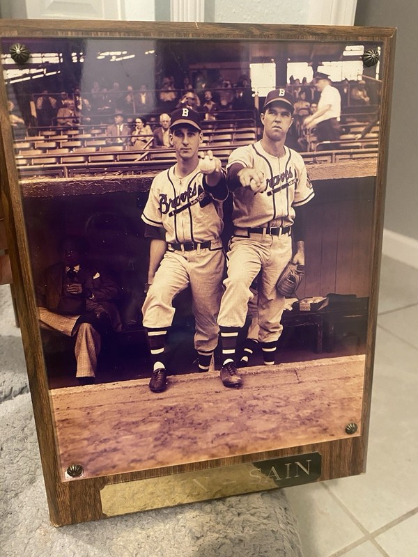 Boston Braves Vintage Spahn Sain Baseball Photo Plaque Wood Mounted 4 Collectors