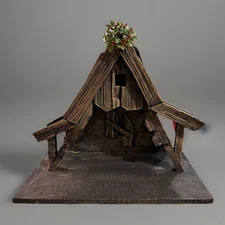 Nativity Vtg Germany Manger Wood Creche Stable Rustic Putz Christmas Decor