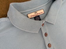 TOMMY BAHAMA - Mens Silk Teal Blue Summer Knitted Style Polo Shirt, MEDIUM Soft