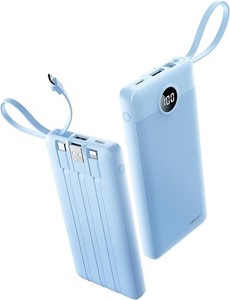 Chargeur portable 10000mAh, Banque de puissance mince avec cordons intégrés