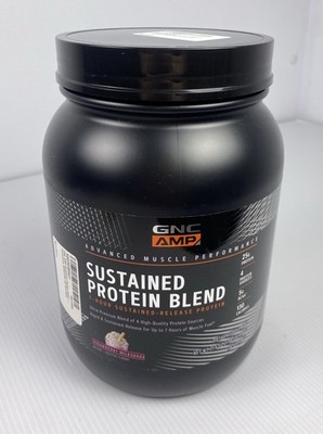 GNC Amp Sustained Protein Blend Powder Strawberry Milkshake 1.98 lb Exp 06/27