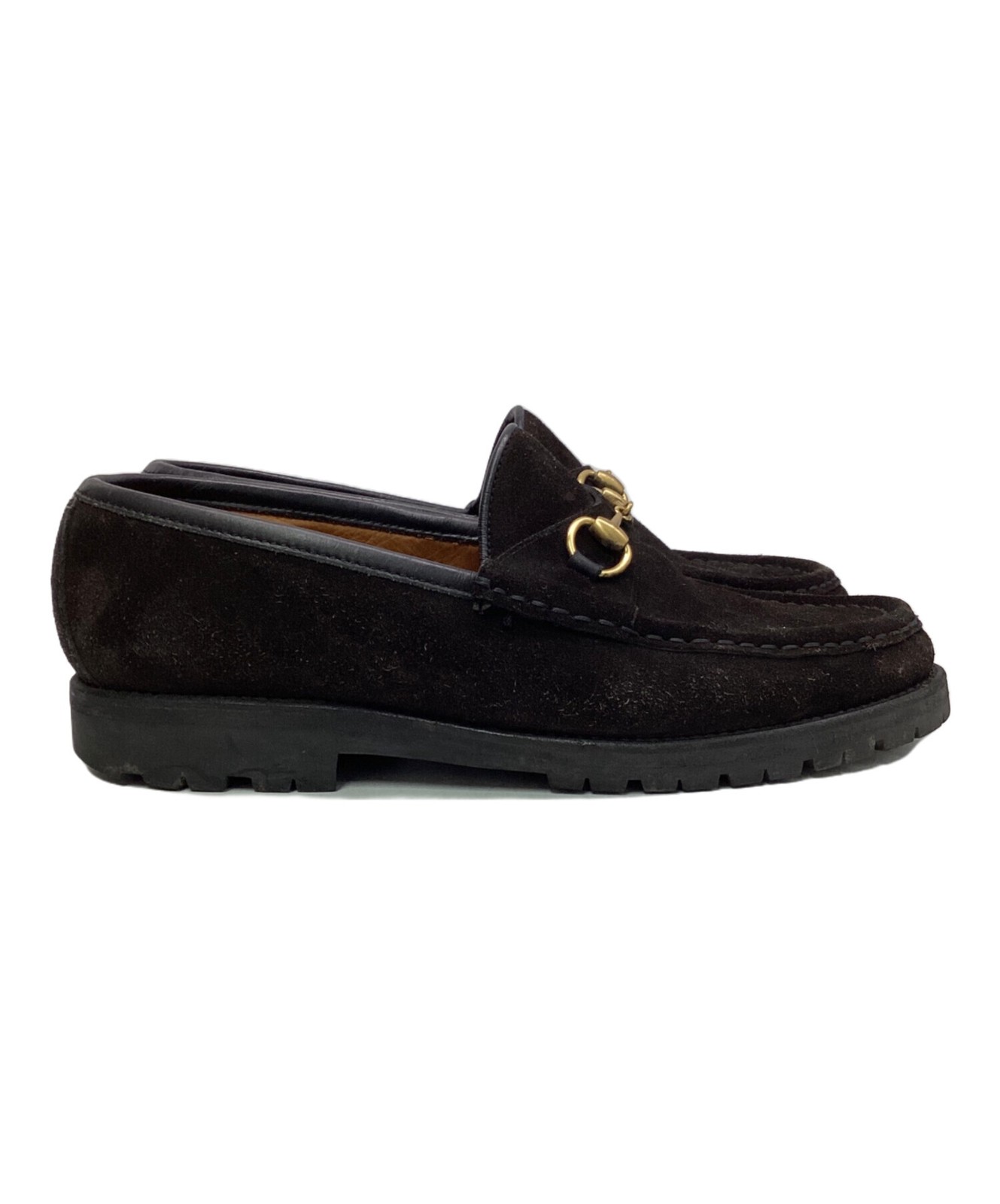 GUCCI Women's Loafers Horsebit Suede Black Size:6.5/JP:24.5 135312K Authentic thumbnail 4