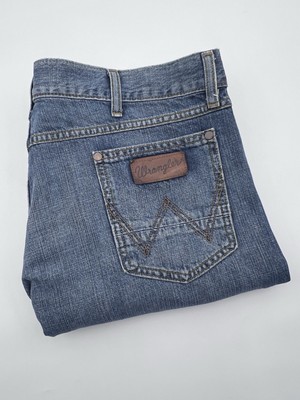 Wrangler Jeans Mens 38x33 Blue Retro Denim Pants Western Cowboy Slim Straight