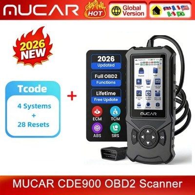 2026 MUCAR CDE900 Car Diagnostic Scanner OBD2 Code Reader ABS SRS TCM + 28 Reset