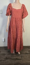 Meadow Rhodes women's maxi Orange dress balloon sleeve size Large 