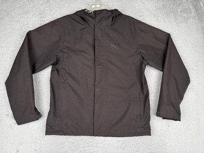 Helly Hansen Jacket Mens Medium Brown Hooded Waterproof Helly Tech Outdoor