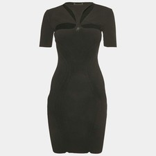 Alexander McQueen Black Rib Knit CutOut Bodycon Dress S