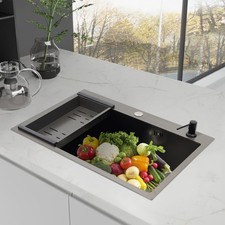 Counter Kitchen Sink Stainless Steel Sink Rectangular Sink W/Soap Dispenser
